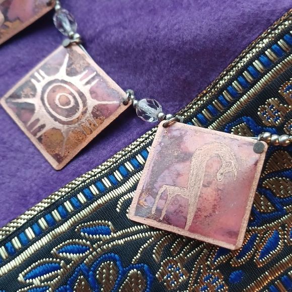 Vintage enameled copper African Motif necklace - Picture 5 of 5